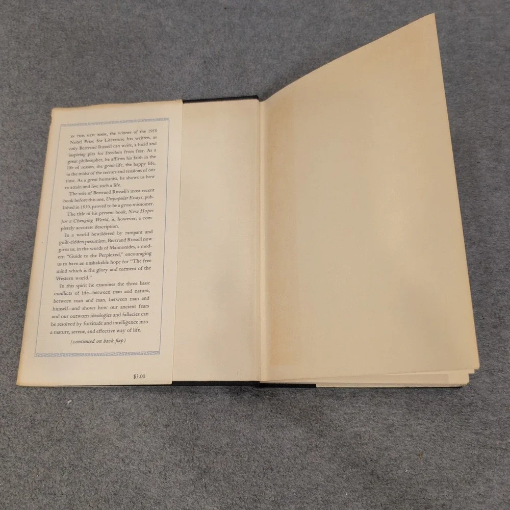 New Hopes for a Changing World Bertrand Russell‎ 1951 1st American Edition HC DJ